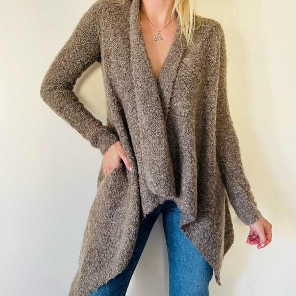 Joie waterfall open long sleeve cozy side pockets wool blend cardigan sweater - Picture 4 of 8